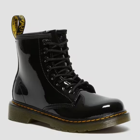 Dr. Martens JUNIOR 1460 PATENT LEATHER LACE UP BOOTS - Black - Picture 1 of 10